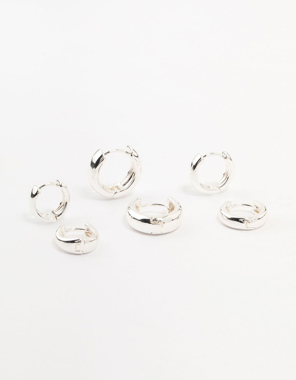 Silver Plated Brass Graduating Hoop Earrings 3-Pack