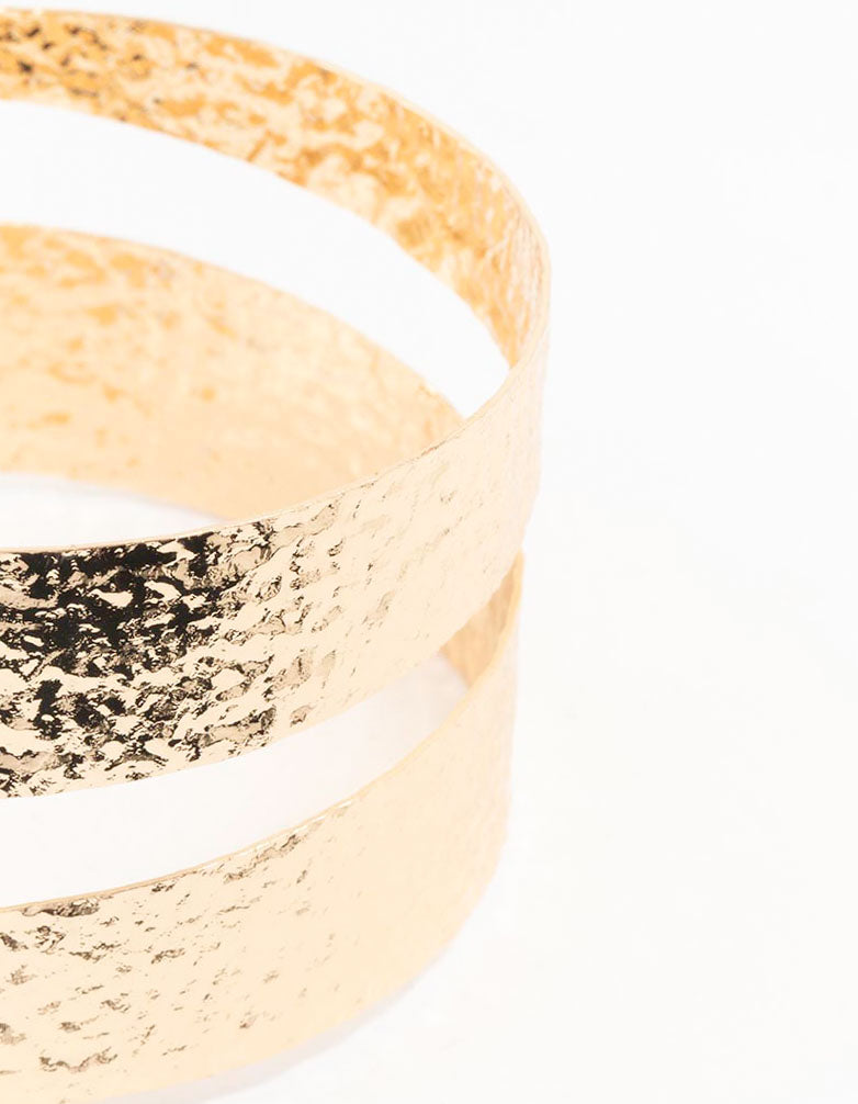 Gold Molten Spiral Cuff Bangle
