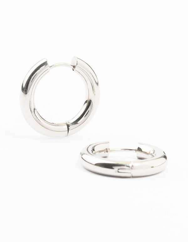 Discover waterproof stainless steel thick clicker hoop earrings 22 MM in silver front view