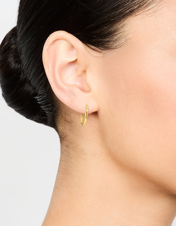 Gold Plated Stainless Steel Thin Clicker Hoop Earrings 18mm
