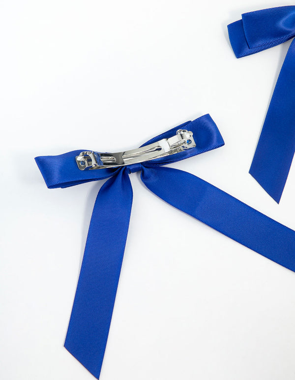 Blue Fabric Medium Double Loop Bows 2-Pack