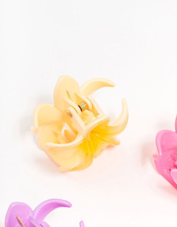 Mini Colourful Hibiscus Claw Clips 4-Pack