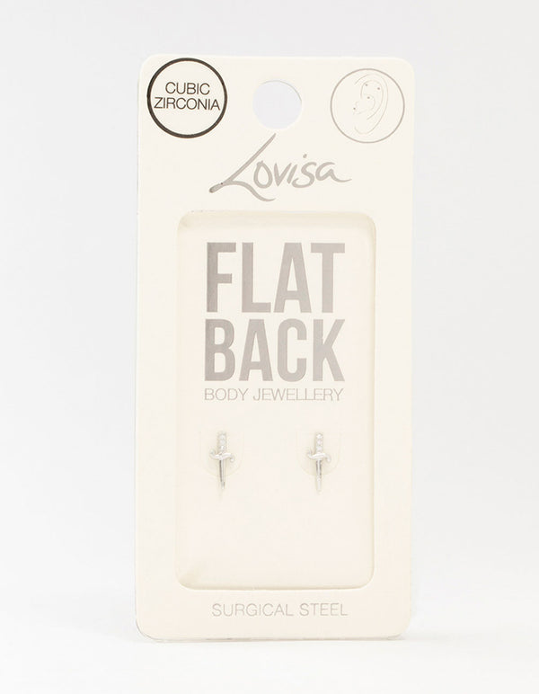 Surgical Steel Dainty Dagger Flat Backs 2-Pack