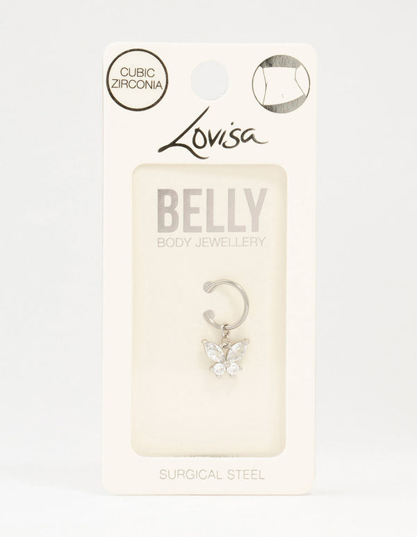 Surgical Steel Butterfly Drop Belly Ring