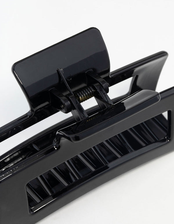 Large Shiny Black Coated Claw Clip