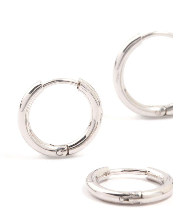 Waterproof Stainless Steel Small Hoop Earrings 2-Pack