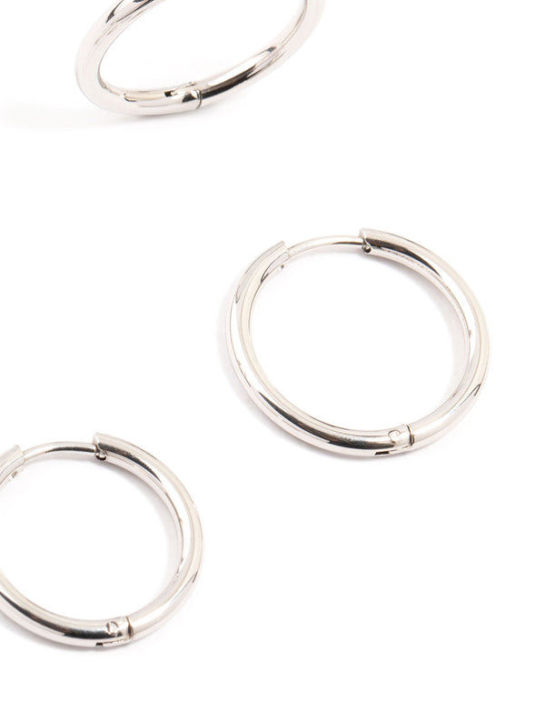 Waterproof Stainless Steel Mini Hoop Earrings 2-Pack