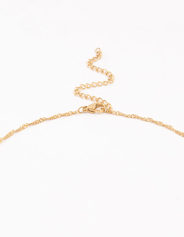 Waterproof Gold Plated Stainless Steel Compass Pendant Necklace