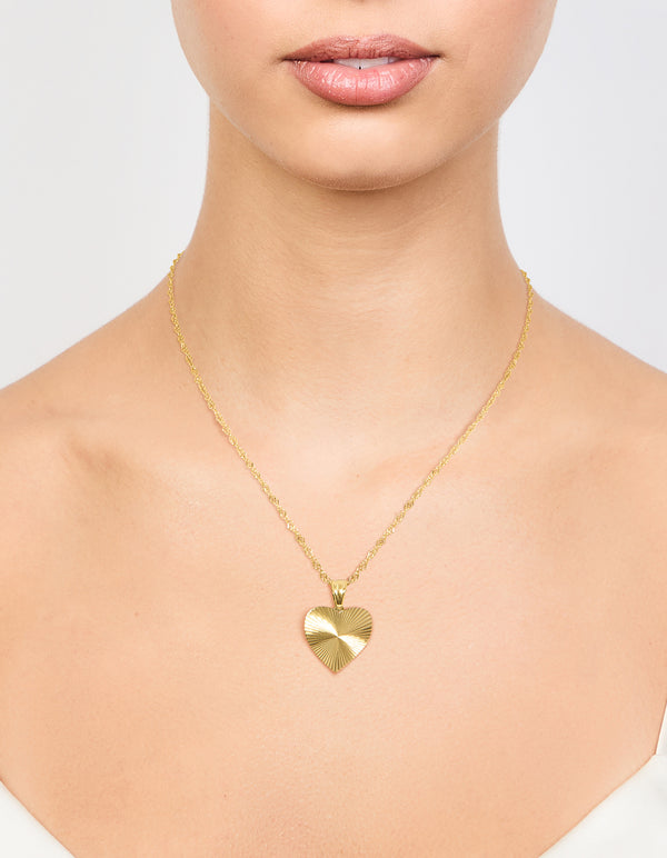 Waterproof Gold Plated Stainless Steel Heart Pendant Necklace