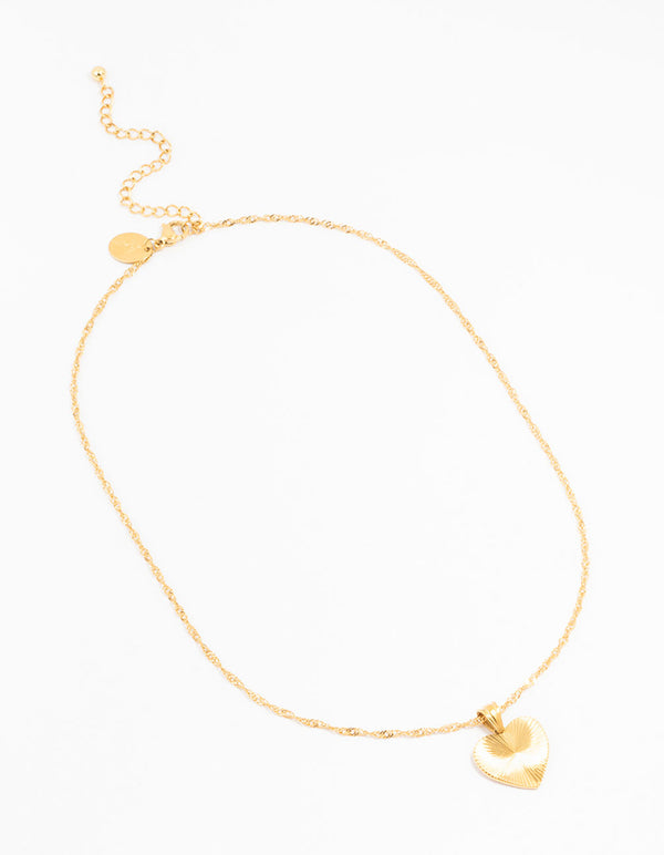 Waterproof Gold Plated Stainless Steel Heart Pendant Necklace