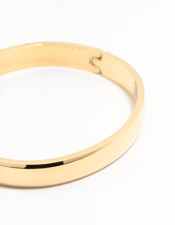 Waterproof Gold Plated Stainless Steel Classic Smooth Bangle