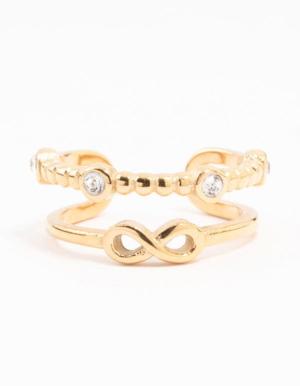 Waterproof Gold Plated Stainless Steel Infinity Tier Ring