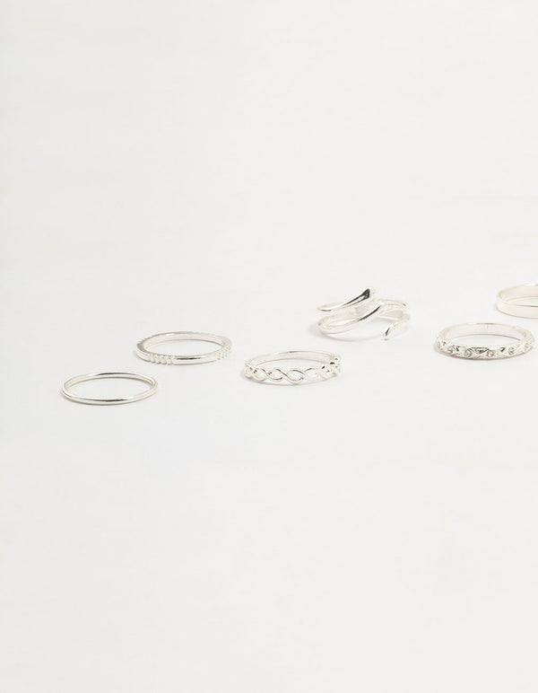 Silver Swirl Mixed Stacking Rings