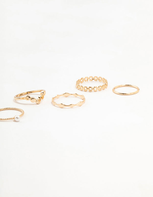 Gold Thin Mixed Stacking Rings