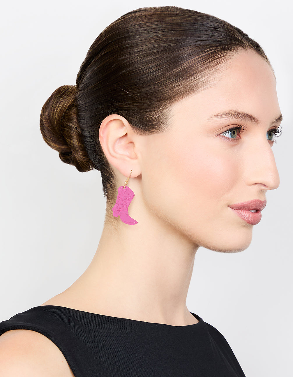 Pink Acrylic Cowboy Drop Earrings