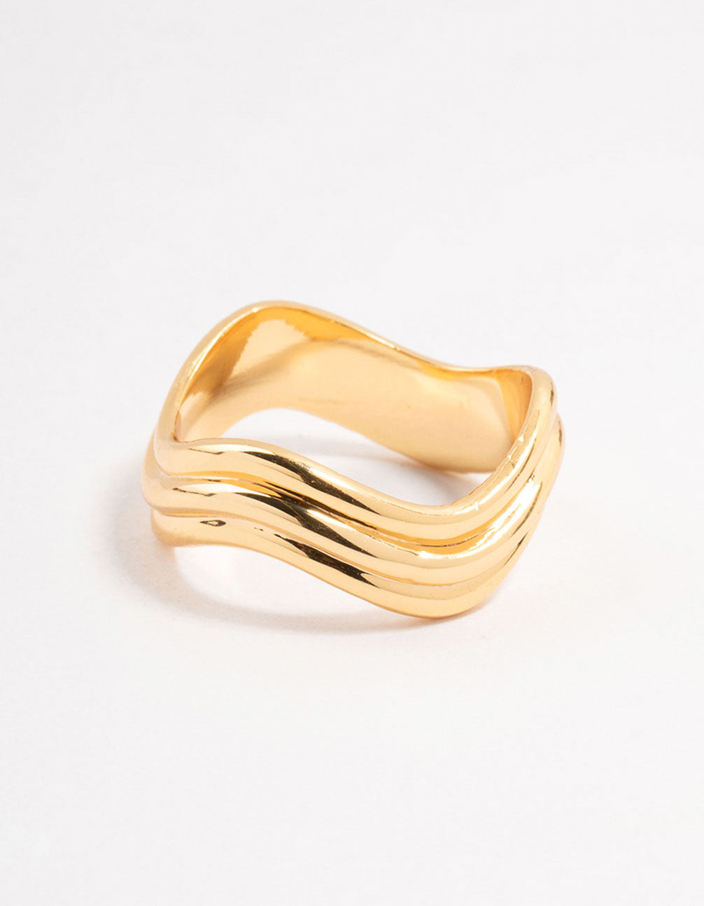 Waterproof Gold Plated Stainless Steel Wave Cocktail Ring