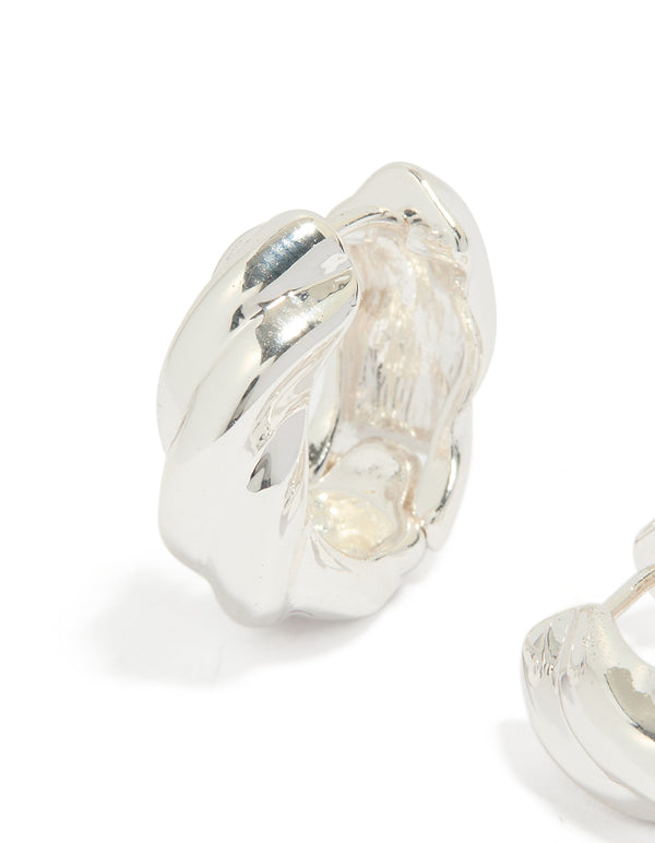 Silver Plated Twisted Hoop Earrings