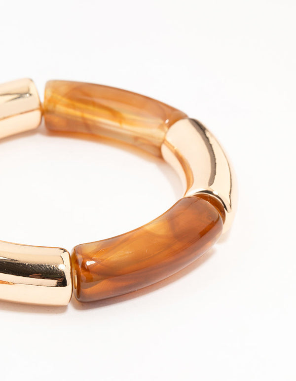 Gold & Resin Stretch Bangles 2-Pack