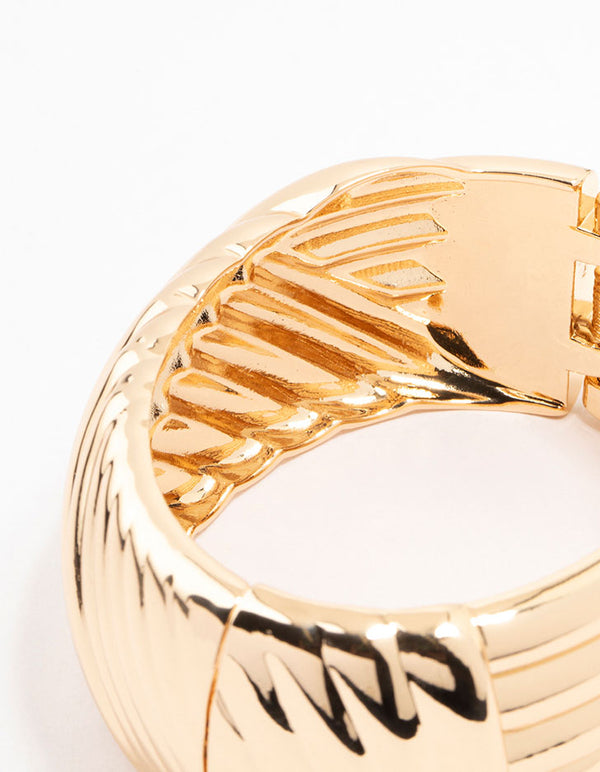 Gold Wrapped Detailed Thick Wrist Cuff