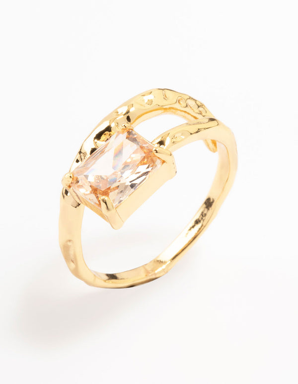 Gold Plated Rectangular Fine Wrapped Ring