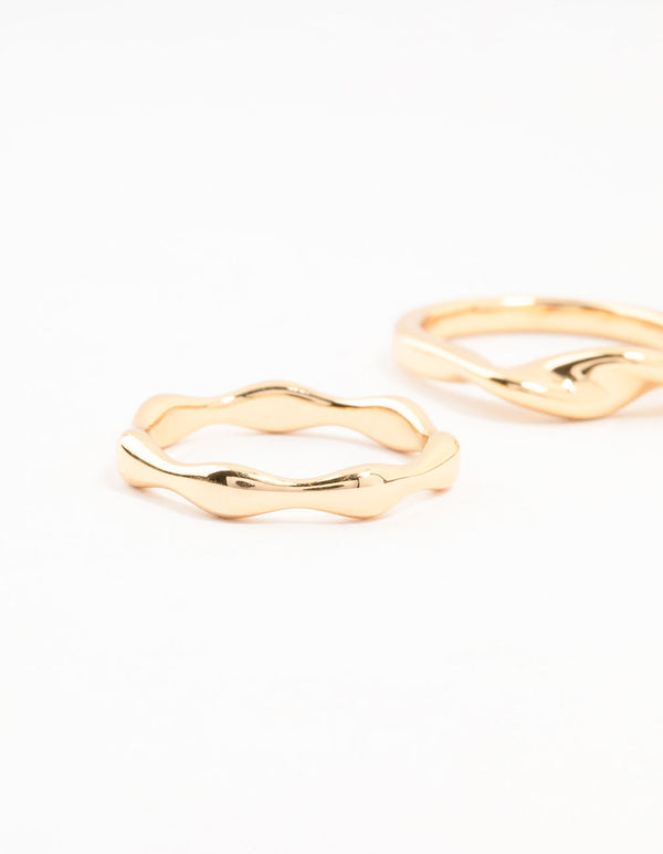 Gold Plated Irregular Stacking Rings 3-Pack