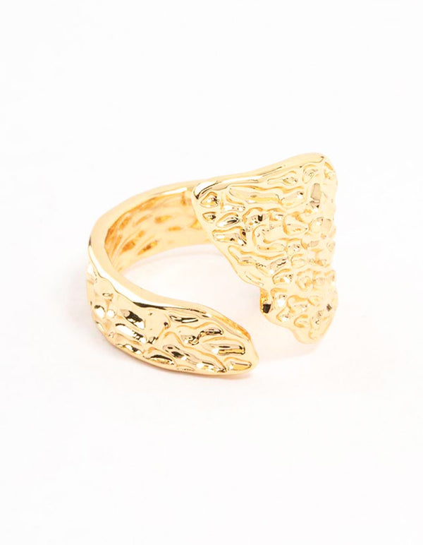 Gold Plated Textured Metal Wrap Ring
