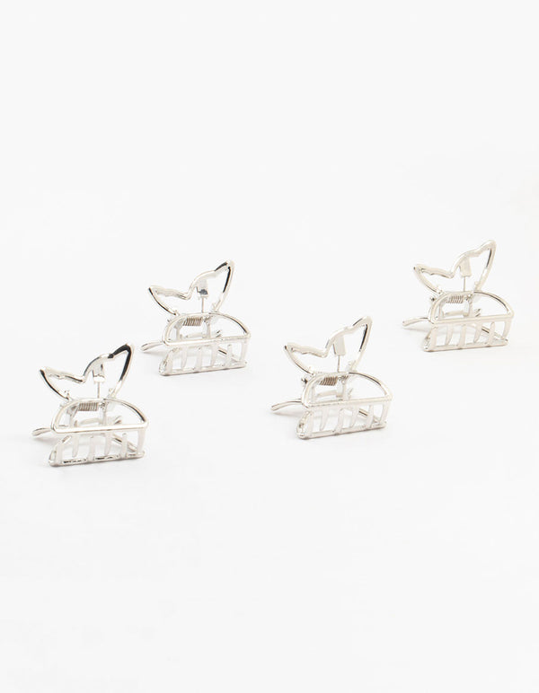 Small Silver Butterfly Clips