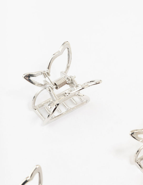 Small Silver Butterfly Clips