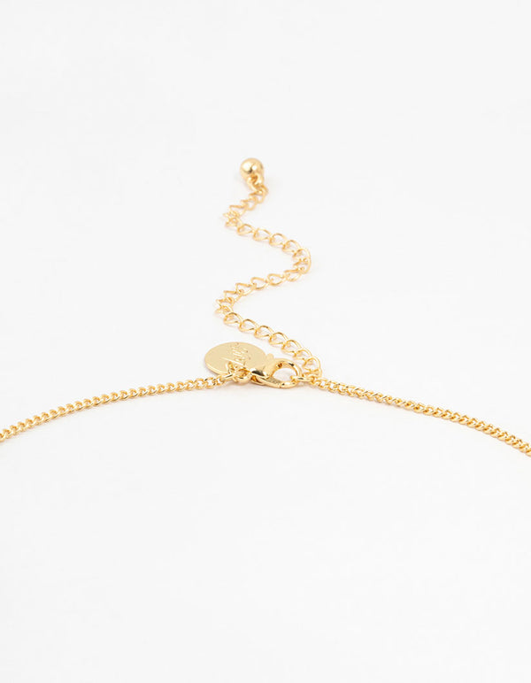 Gold Plated Cubic Zirconia Semi Precious Rose Quartz Doughnut Necklace