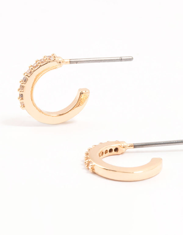 Evil Eye Gold Cubic Zirconia Hoop Earrings 3-Pack