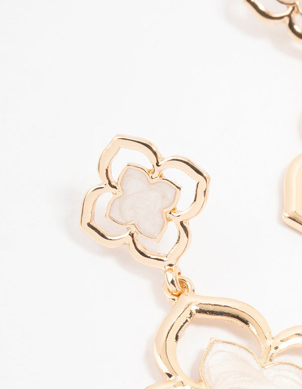 Rose Gold Clover Drop Earrings