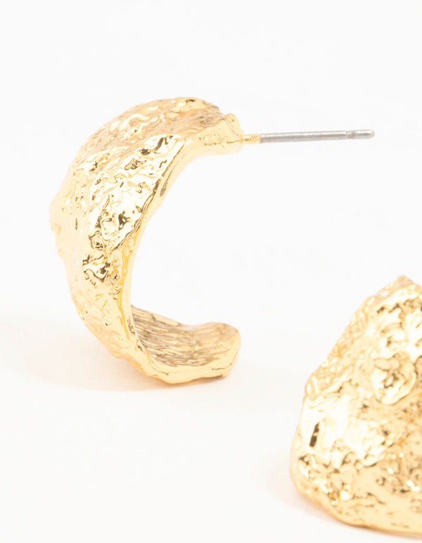 Gold Plated Brass Foil Hoop Earrings