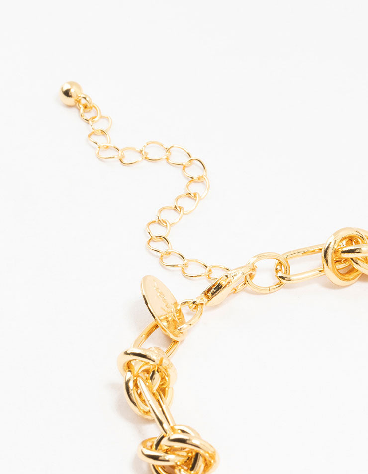 Gold Plated Brass Knotted Link Bracelet