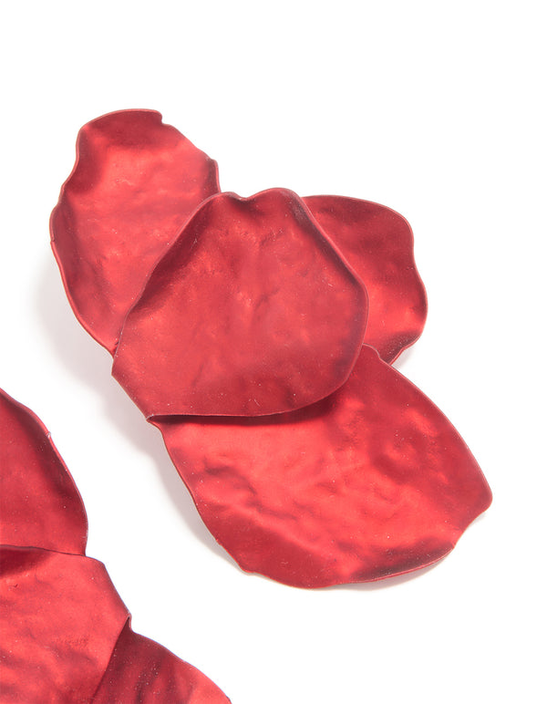 Red Coated Flower Petal Drop Earrings