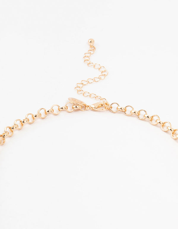 Gold Mixed Charm Cross Necklace