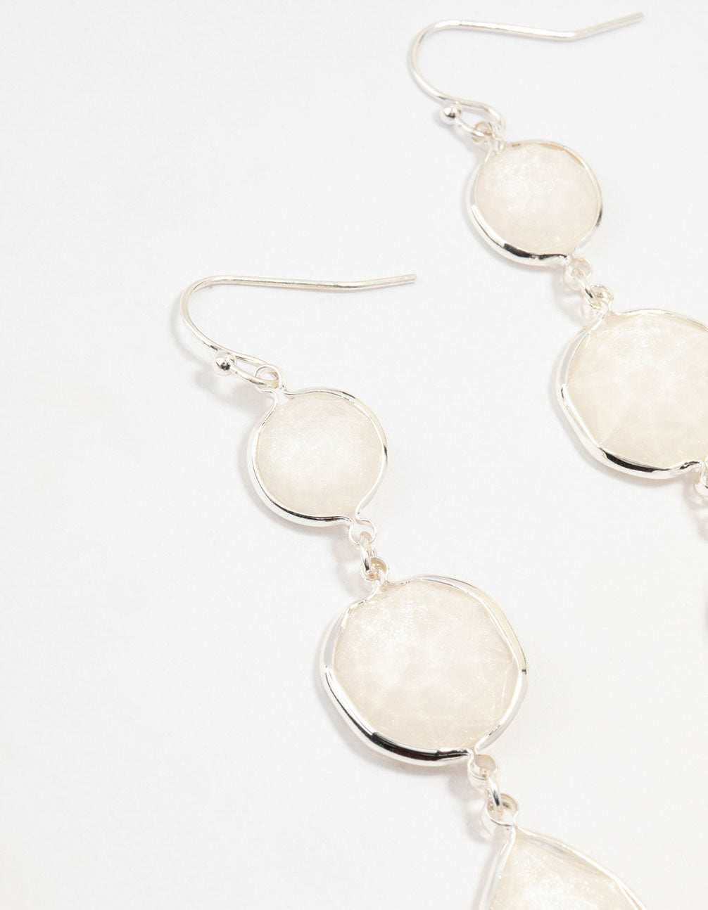 Silver 3 Row Resin Drop Earrings