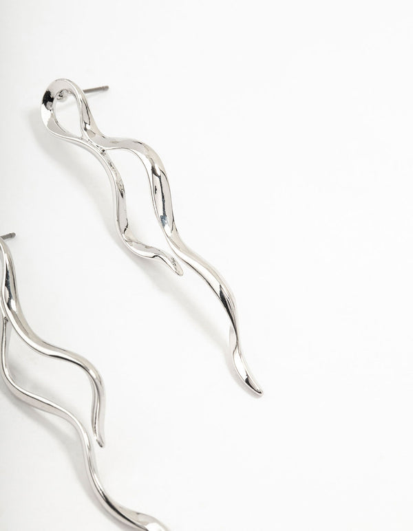 Silver Snake Wiggle Drop Earrings