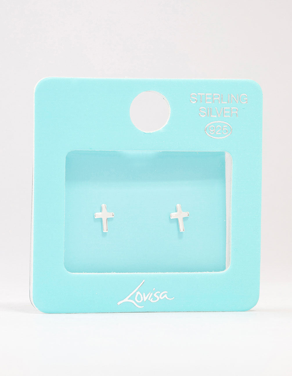 Sterling Silver Clean Cross Stud Earrings