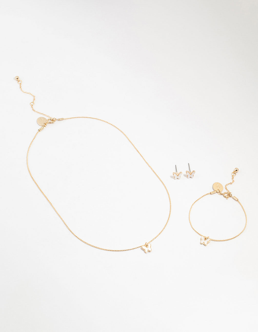 Kids Gold Butterfly Necklace & Earrings & Wrist Cuff Set