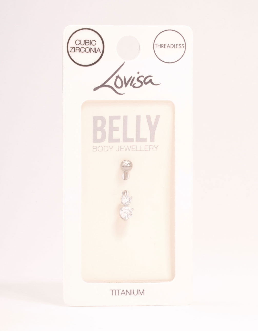 Titanium Cubic Zirconia Threadless Bellybar