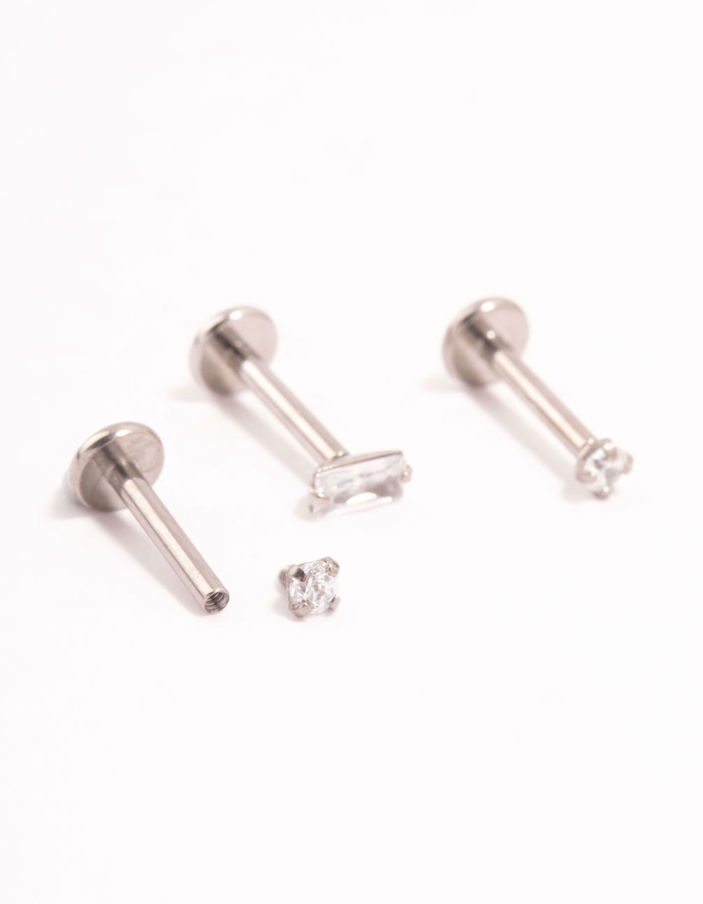 Titanium Baguette Cubic Zirconia Flat Backs 3-Pack