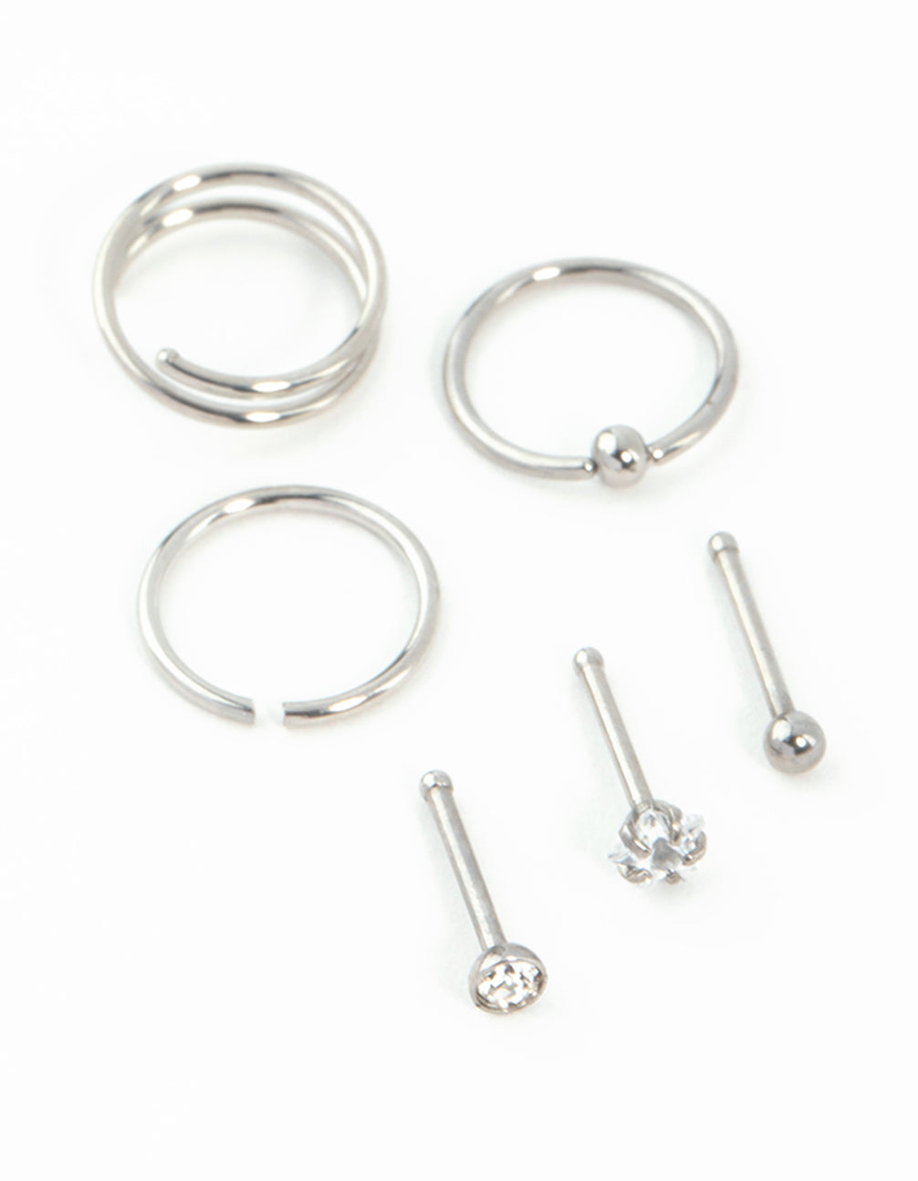 Surgical Steel Nose Stud & Spirals 6-Pack