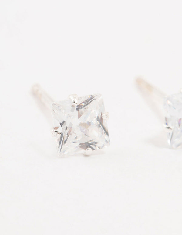 Sterling Silver Cubic Zirconia Stud Earrings