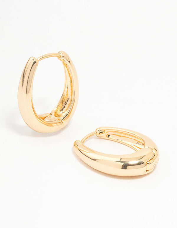 Gold Oval Huggie Earrings