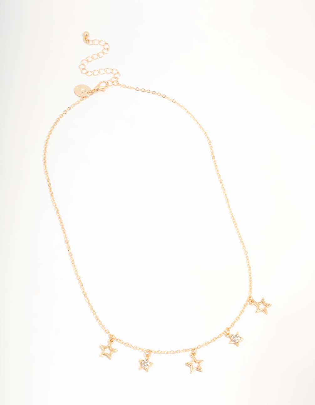 Gold Diamante Star Droplet Necklace