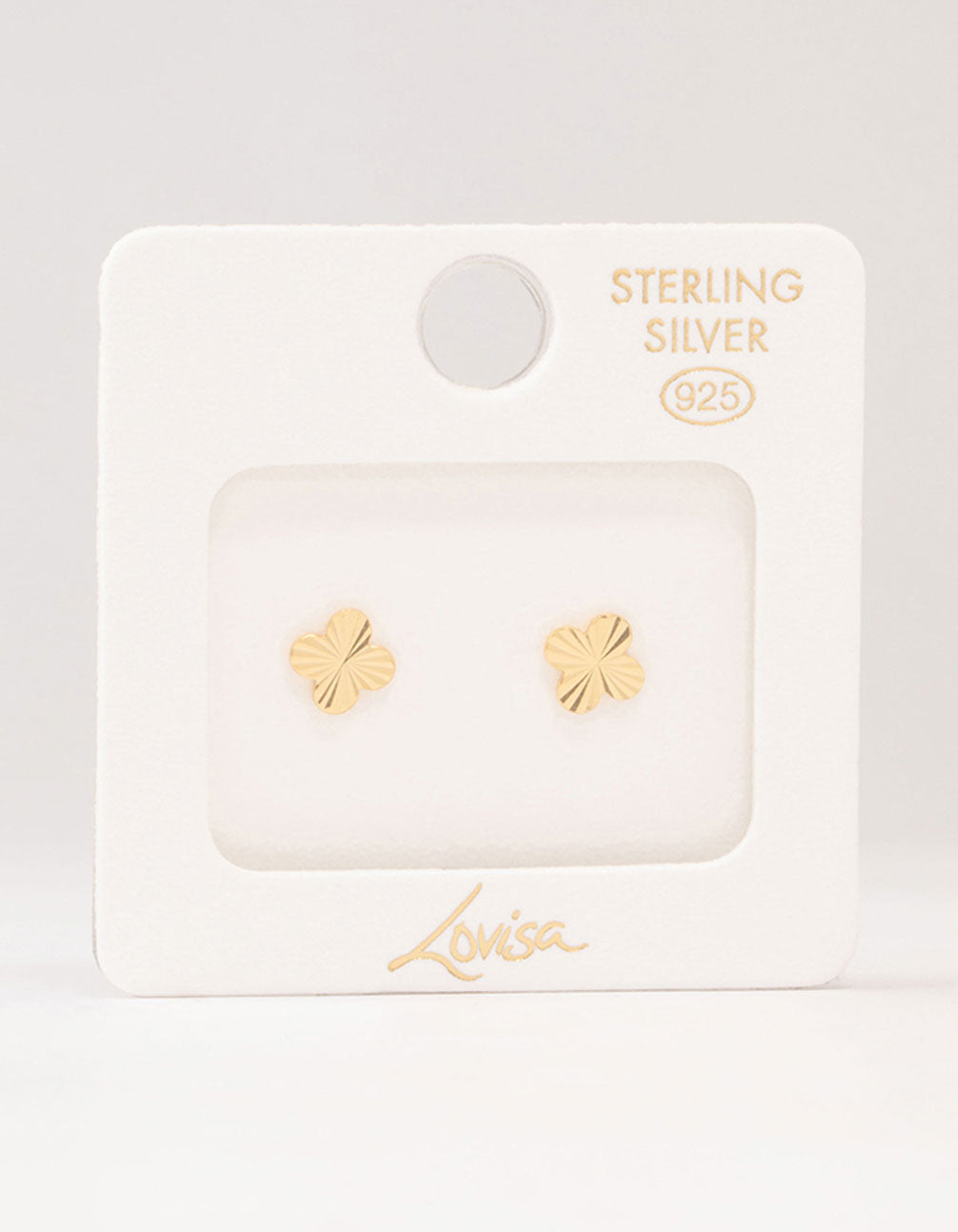 Gold Plated Sterling Silver Ribbed Flower Stud Earrings