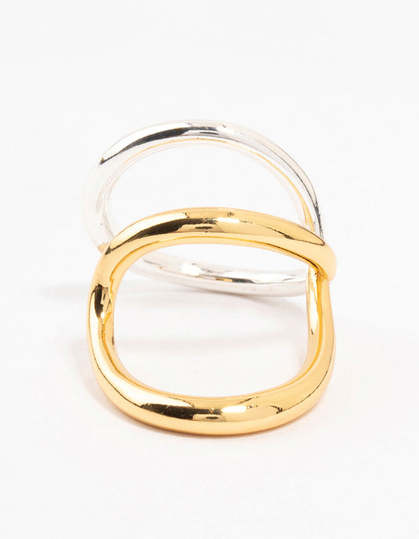 Mixed Metals Elongated Wrapped Ring
