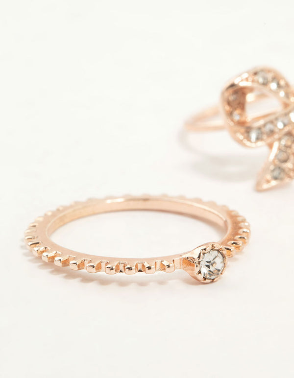 Rose Gold Precious Bow Rings 3-Pack