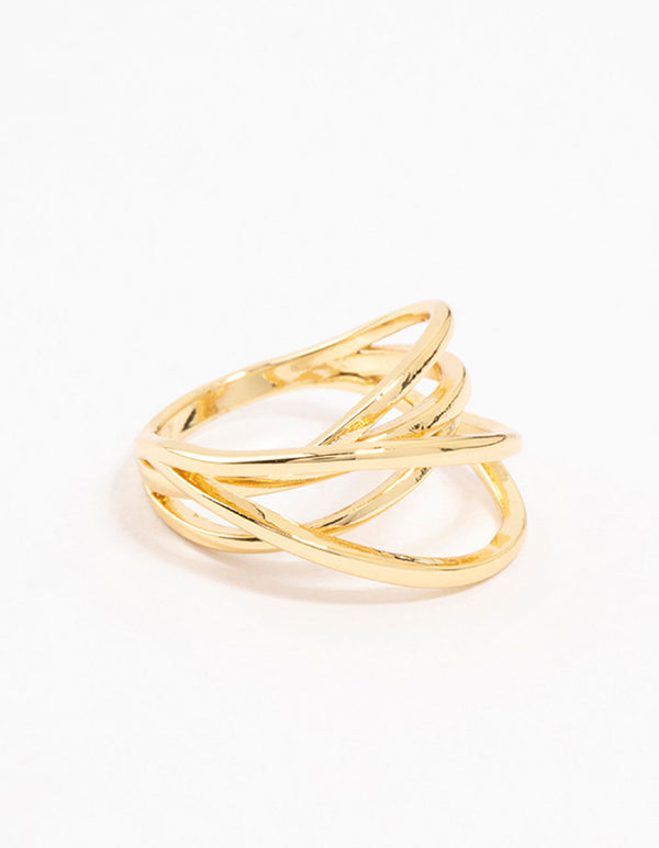 Featuring a gold plated thin wrapped ring side detail view