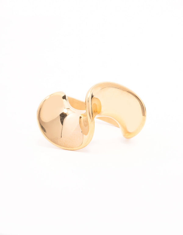 Waterproof Gold Plated Stainless Steel Organic Twisted Ring
